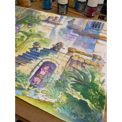 Illustration- Dans les escaliers....