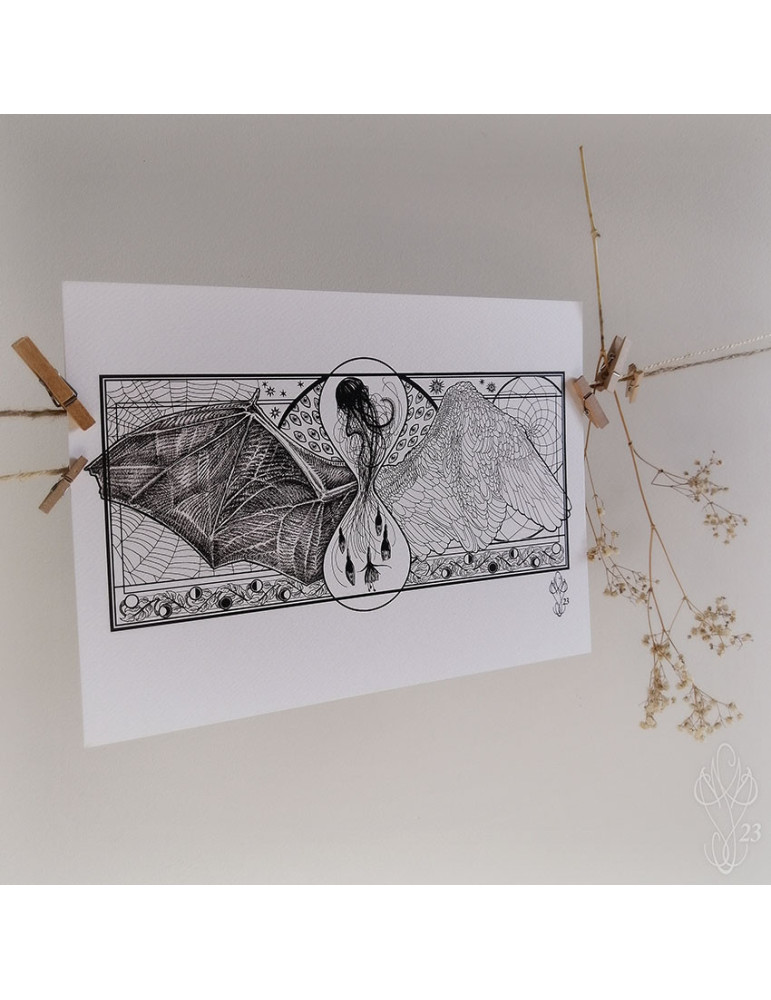 Tirage papier d'un dessin de Martinefa "AMOR FATI" (Du latin : "L'amour du destin") - 21 x 29,5 cm (A4)