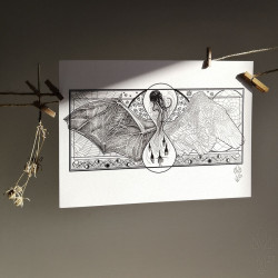 Tirage papier d'un dessin de Martinefa "AMOR FATI" (Du latin : "L'amour du destin") - 21 x 29,5 cm (A4)