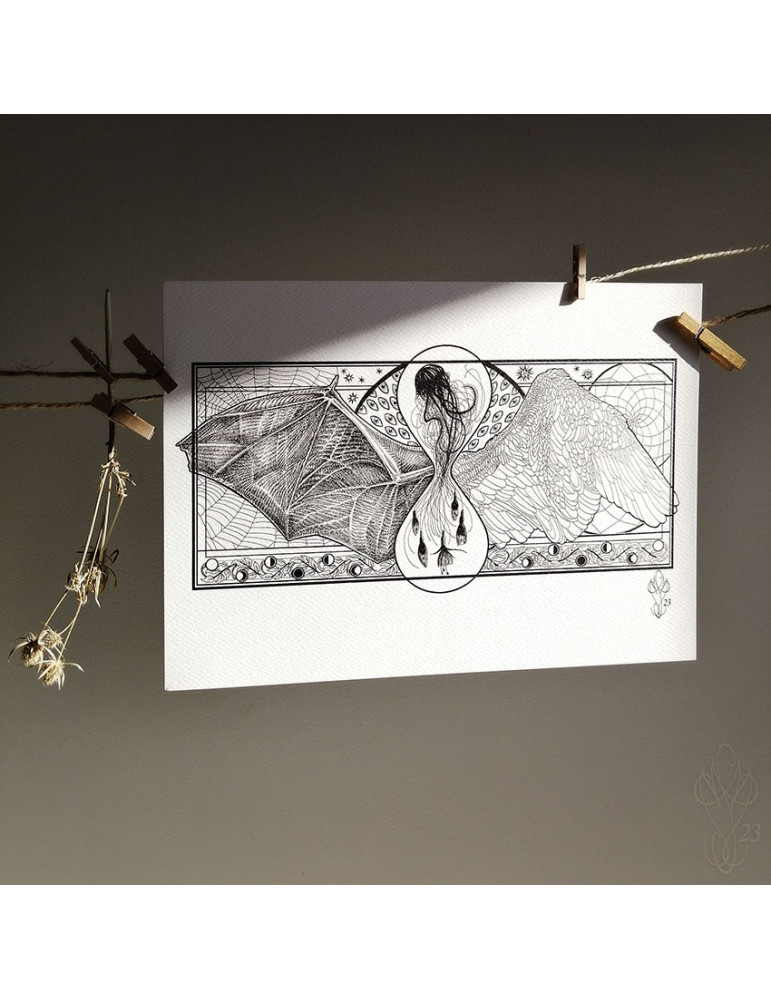 Tirage papier d'un dessin de Martinefa "AMOR FATI" (Du latin : "L'amour du destin") - 21 x 29,5 cm (A4)