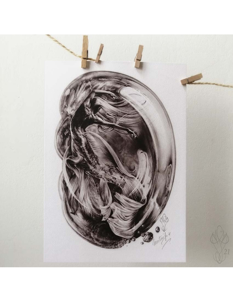 Tirage papier d'un dessin de Martinefa "SIRÈNE" - 21 x 29,5 cm (A4) 