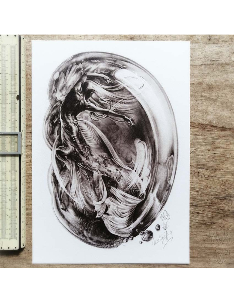 Tirage papier d'un dessin de Martinefa "SIRÈNE" - 21 x 29,5 cm (A4) 