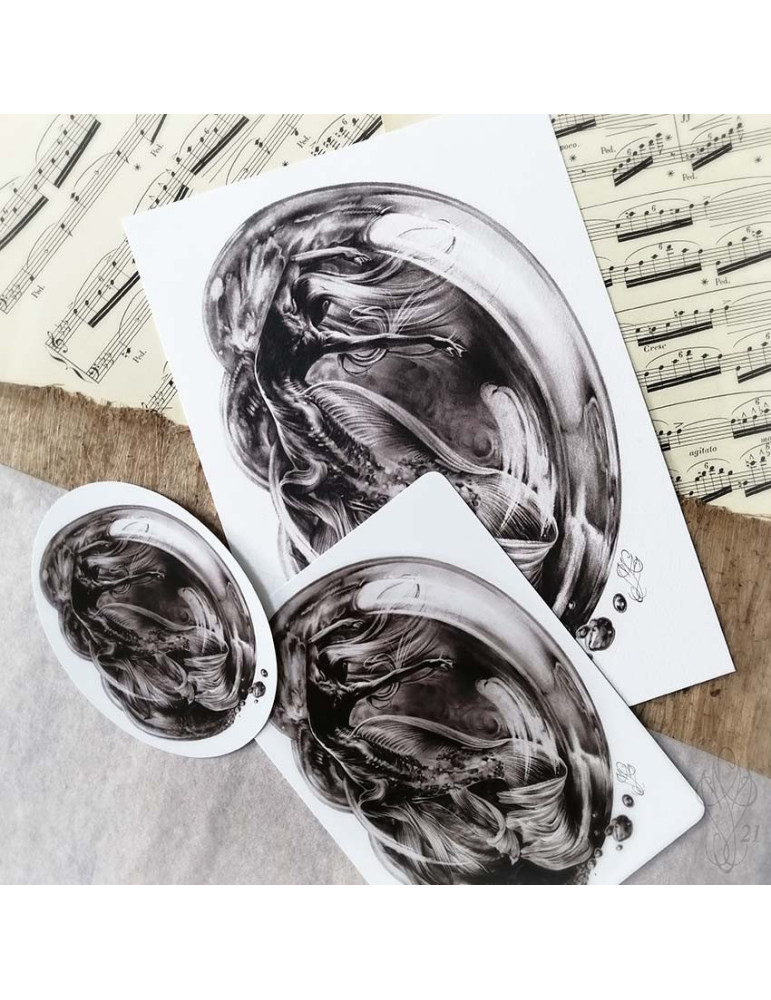 Tirage papier d'un dessin de Martinefa "SIRÈNE" - 21 x 29,5 cm (A4) 