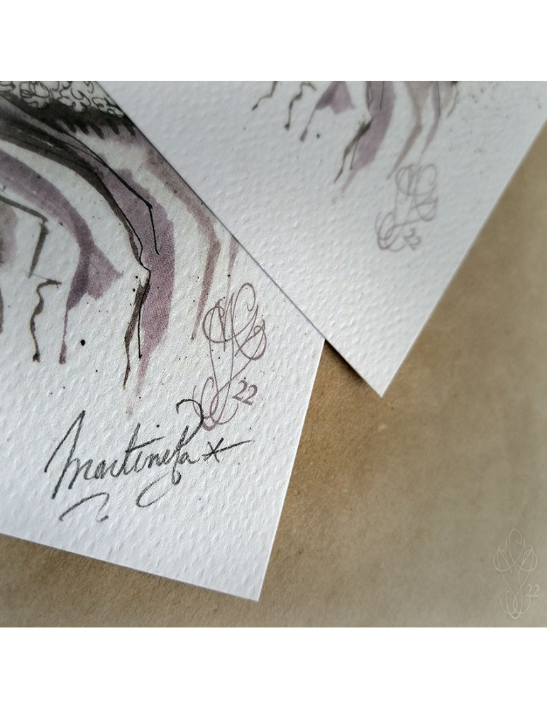 Tirage papier d'une aquarelle de Martinefa "MÂNES 3" - 21 x 29,5 cm (A4)