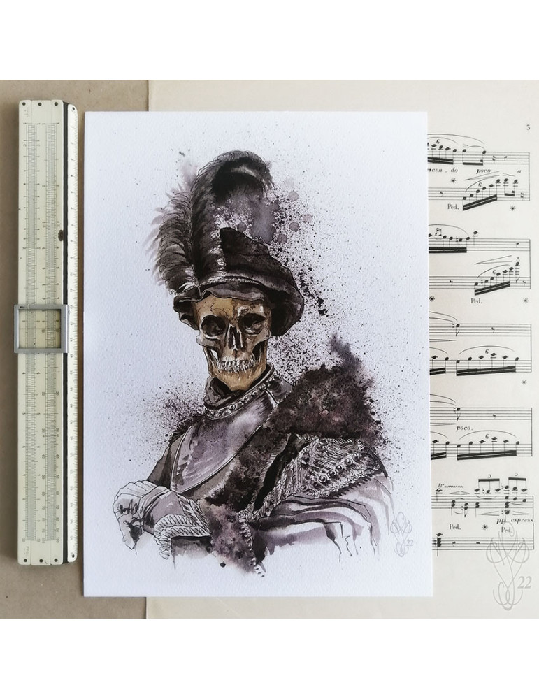 Tirage papier d'une aquarelle de Martinefa "MÂNES 3" - 21 x 29,5 cm (A4)