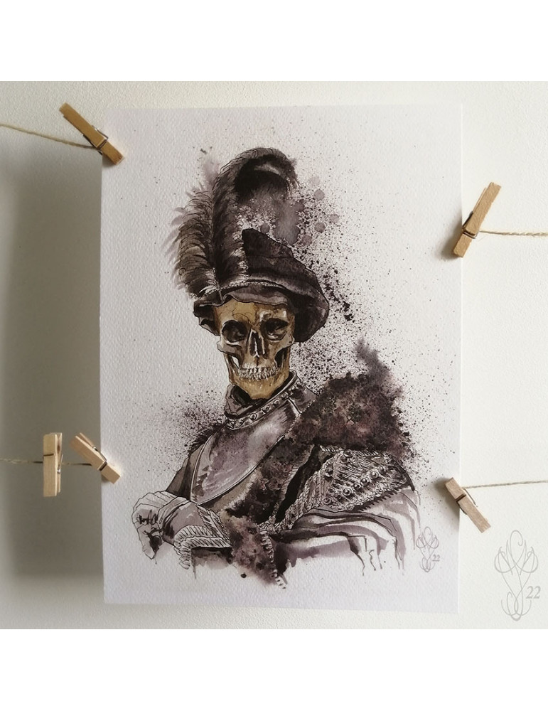 Tirage papier d'une aquarelle de Martinefa "MÂNES 3" - 21 x 29,5 cm (A4)