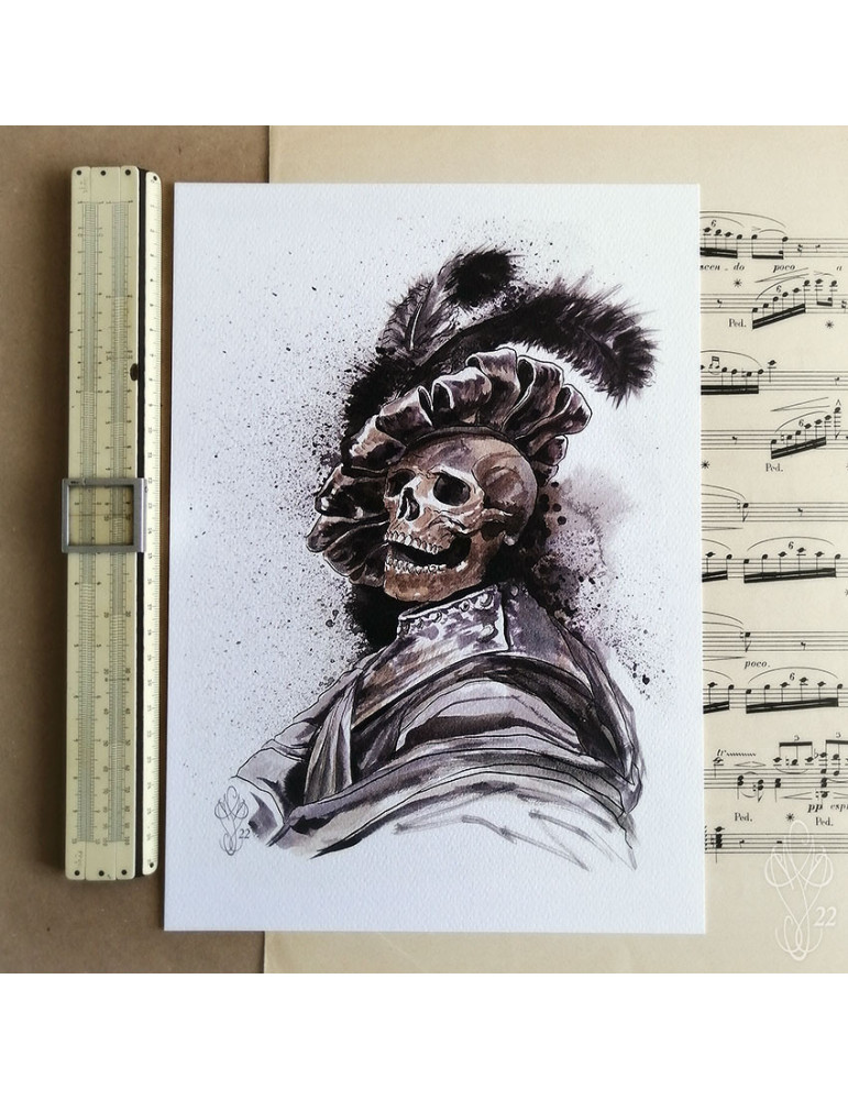 Tirage papier d'une aquarelle de Martinefa "MÂNES 4" - 21 x 29,5 cm (A4)