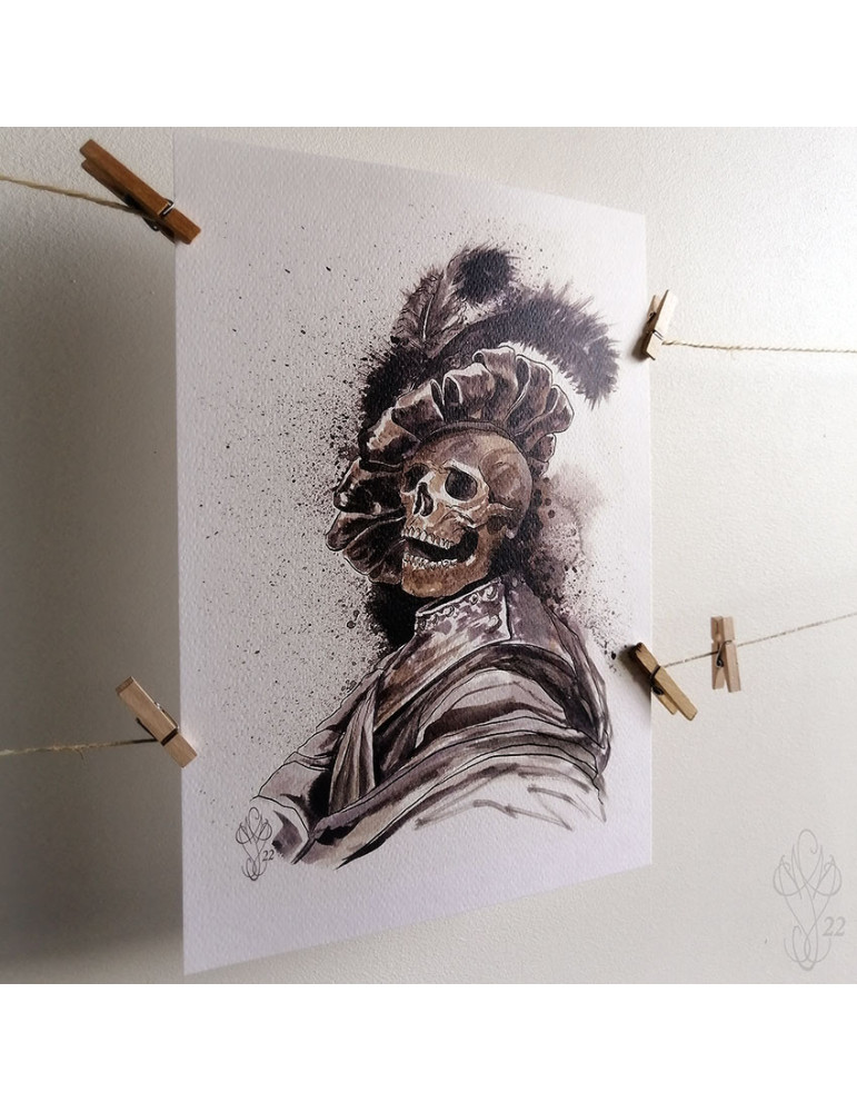 Tirage papier d'une aquarelle de Martinefa "MÂNES 4" - 21 x 29,5 cm (A4)
