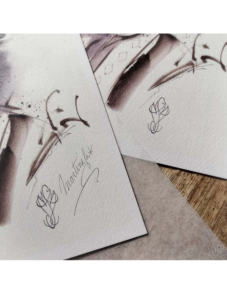 Tirage papier d'une aquarelle de Martinefa "MÂNES 2" - 21 x 29,5 cm (A4)