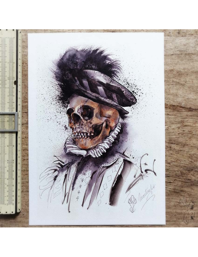 Tirage papier d'une aquarelle de Martinefa "MÂNES 2" - 21 x 29,5 cm (A4)