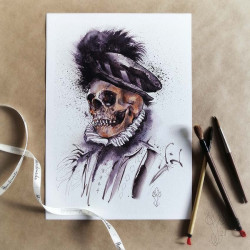 Tirage papier d'une aquarelle de Martinefa "MÂNES 2" - 21 x 29,5 cm (A4)