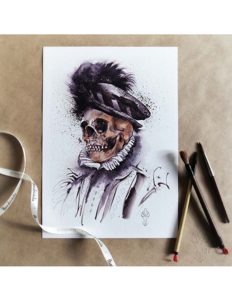 Tirage papier d'une aquarelle de Martinefa "MÂNES 2" - 21 x 29,5 cm (A4)