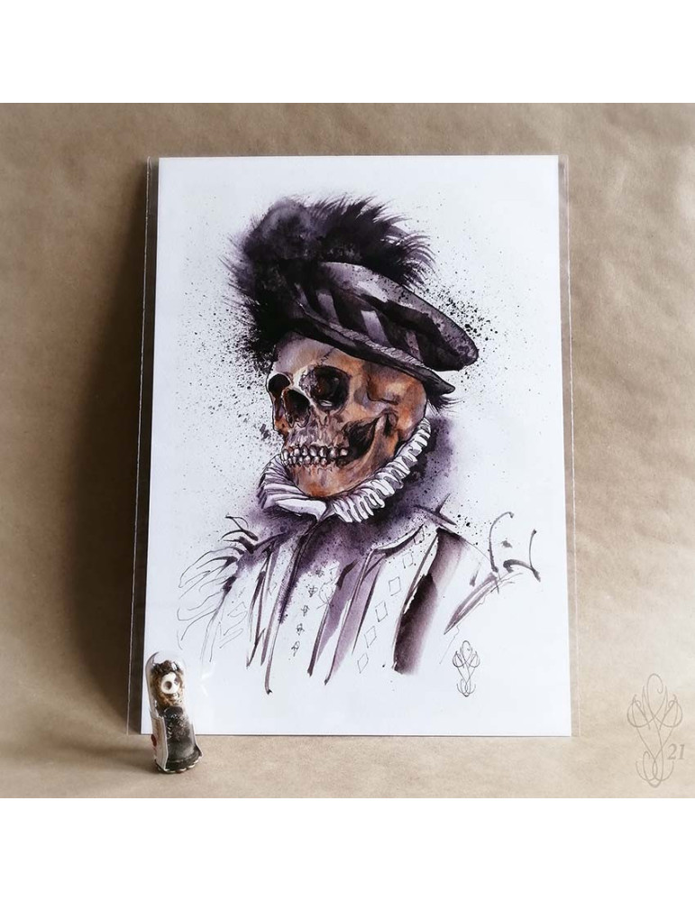 Tirage papier d'une aquarelle de Martinefa "MÂNES 2" - 21 x 29,5 cm (A4)