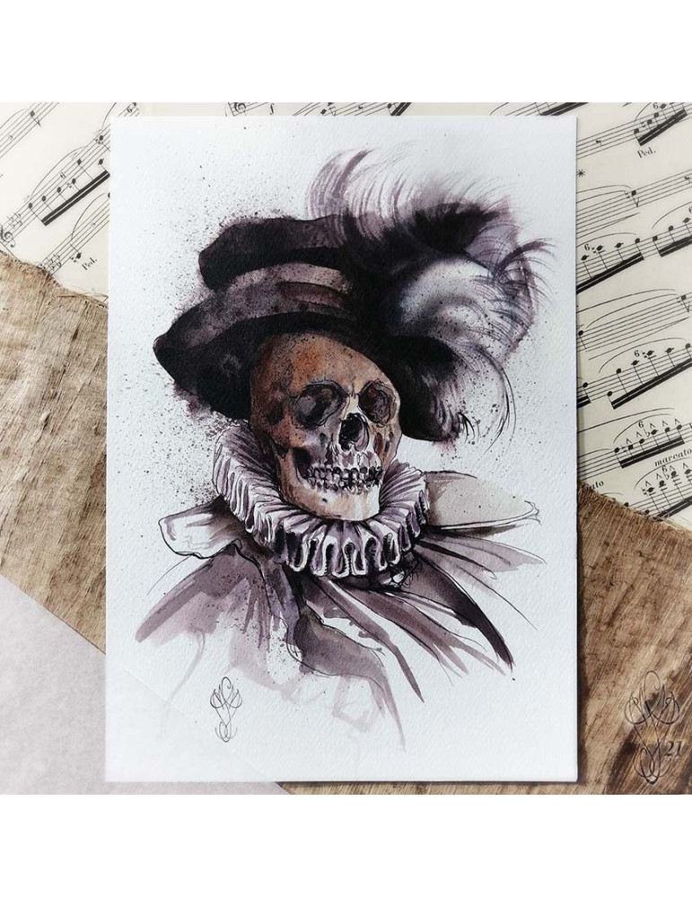 Tirage papier d'une aquarelle de Martinefa "MÂNES 1" - 21 x 29,5 cm (A4)