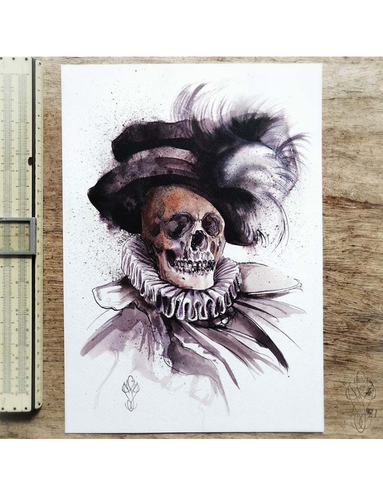 Tirage papier d'une aquarelle de Martinefa "MÂNES 1" - 21 x 29,5 cm (A4)