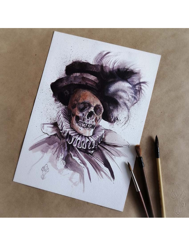 Tirage papier d'une aquarelle de Martinefa "MÂNES 1" - 21 x 29,5 cm (A4)