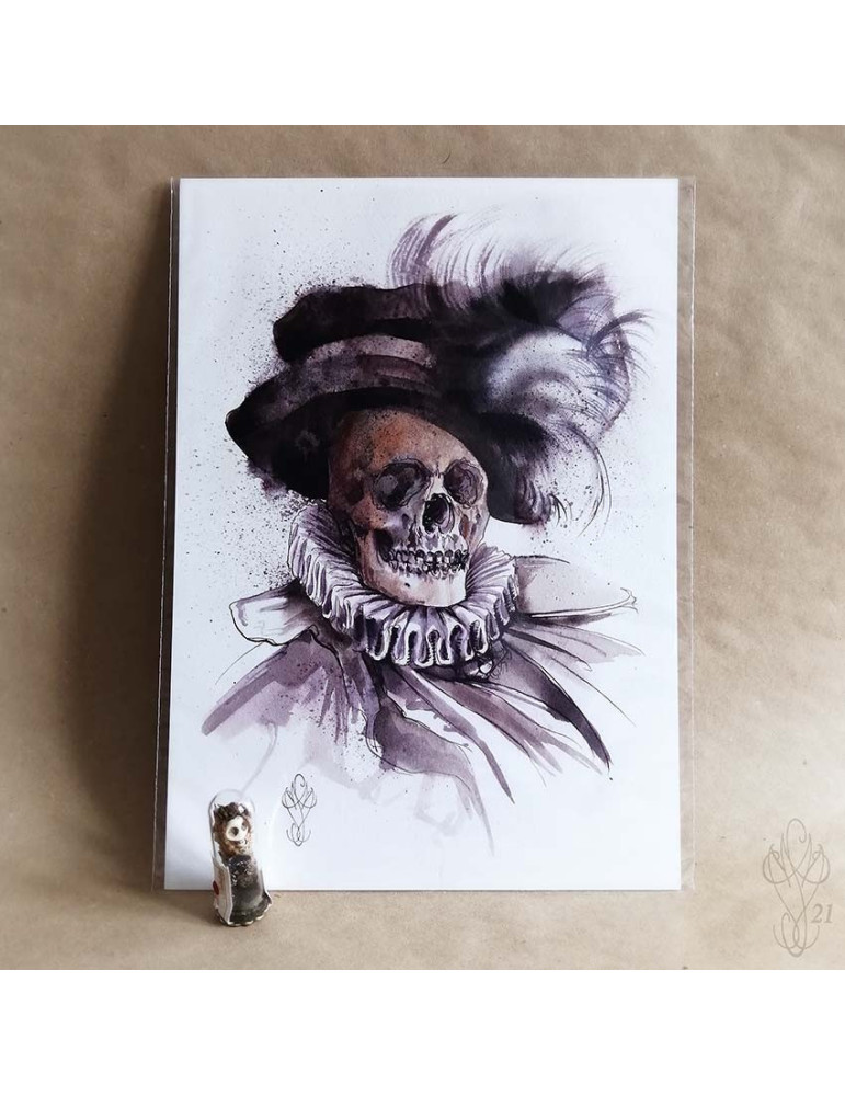 Tirage papier d'une aquarelle de Martinefa "MÂNES 1" - 21 x 29,5 cm (A4)