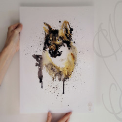 Poster d'une aquarelle de Martinefa "WOLF" - 29,7 x 42 cm (A3) 