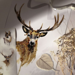 Poster d'une aquarelle de Martinefa "DEER" - 29,7 x 42 cm (A3)