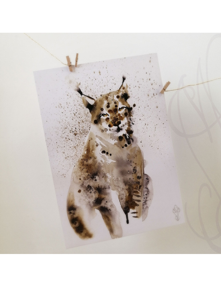 Poster d'une aquarelle de Martinefa "LYNX" - 29,7 x 42 cm (A3)