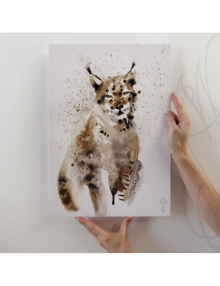Poster d'une aquarelle de Martinefa "LYNX" - 29,7 x 42 cm (A3)