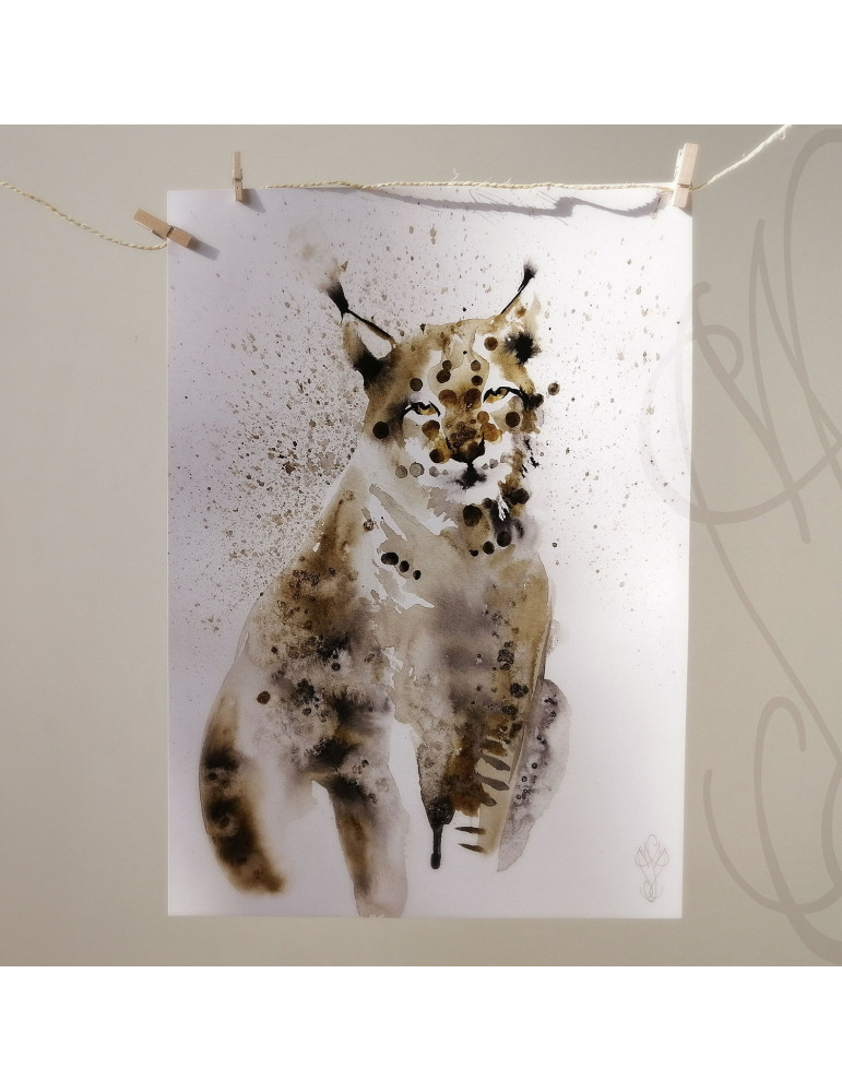 Poster d'une aquarelle de Martinefa "LYNX" - 29,7 x 42 cm (A3)