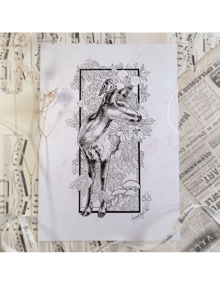 Dessin original à l'encre - "AUTUMN" - pièce unique