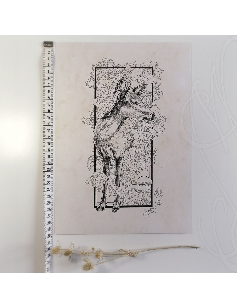 Dessin original à l'encre - "AUTUMN" - pièce unique