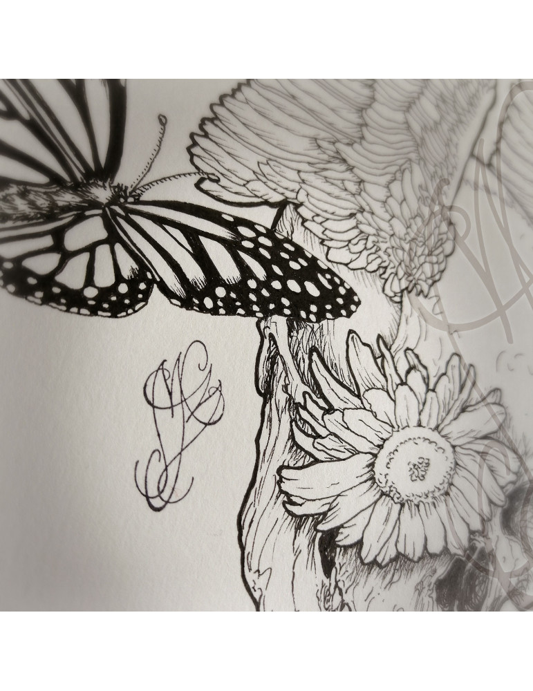 Dessin original à l'encre - "PUPIL DEW" - Pièce unique