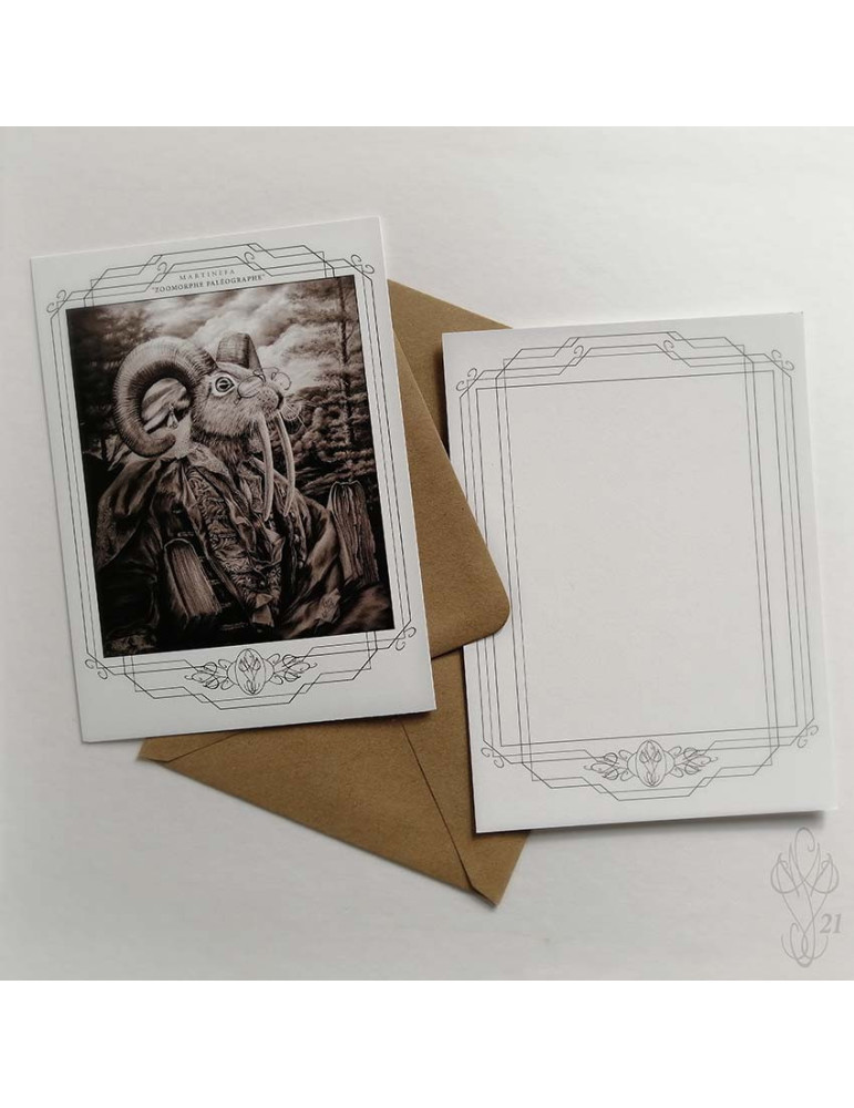 Carte postale grand format "ZOOMORPHE PALÉOGRAPHE", avec vernis sélectif "effet 3D" - 14,8 x 21 cm (A5)