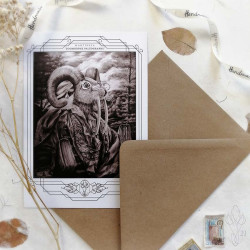 Carte postale grand format "ZOOMORPHE PALÉOGRAPHE", avec vernis sélectif "effet 3D" - 14,8 x 21 cm (A5)