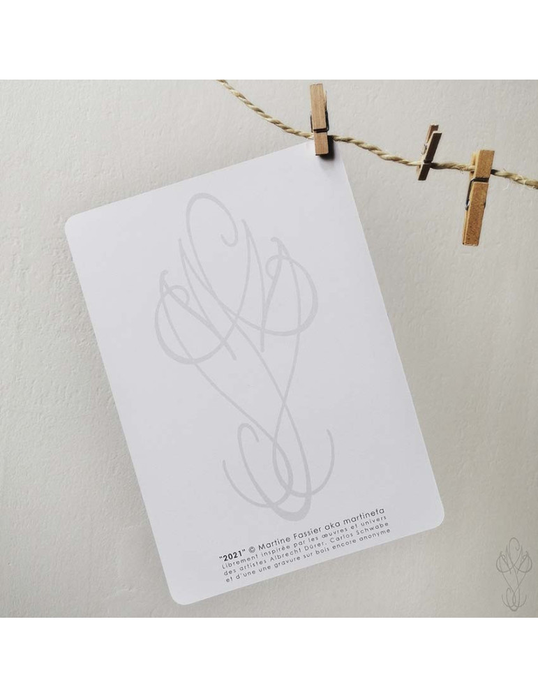 Carte postale grand format d’un dessin "2021" - 14,6 x 20,9 cm (A5)