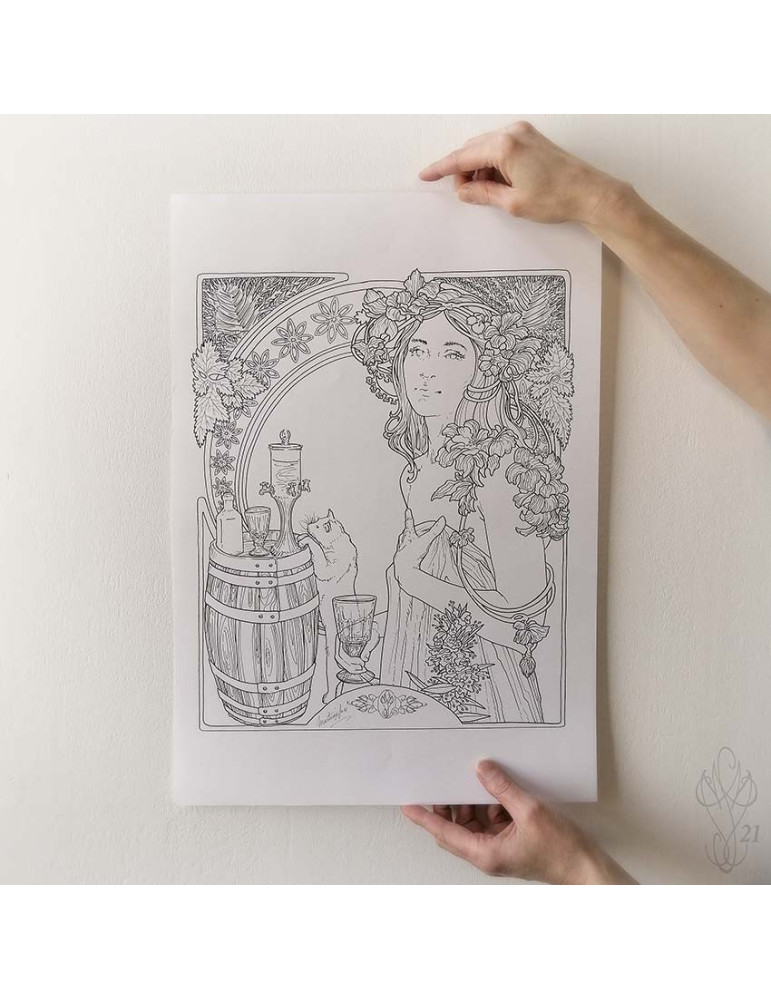 Dessin original "ABSINTHE" - Grand format : 35 x 49,8 cm