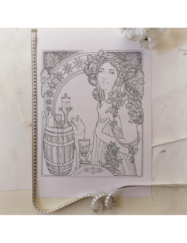 Dessin original "ABSINTHE" - Grand format : 35 x 49,8 cm