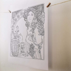 Dessin original "ABSINTHE" - Grand format : 35 x 49,8 cm