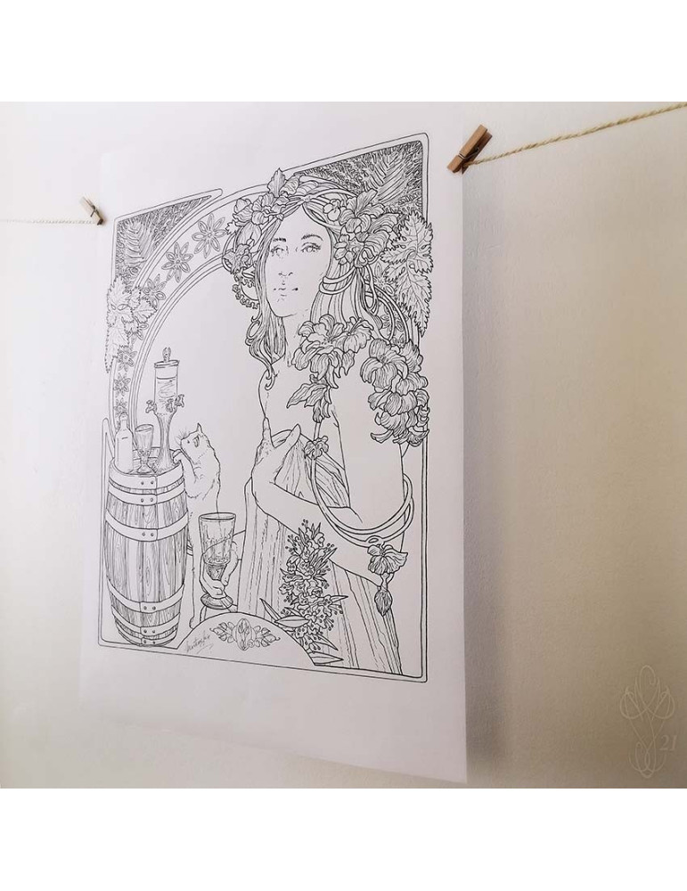 Dessin original "ABSINTHE" - Grand format : 35 x 49,8 cm