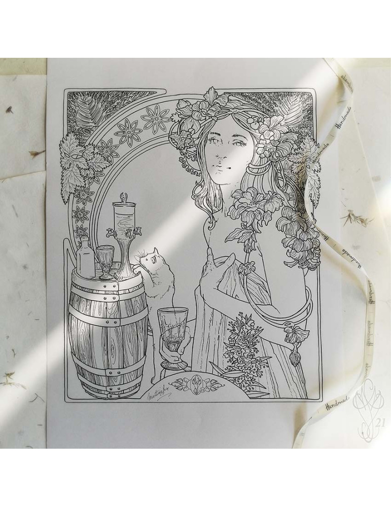 Dessin original "ABSINTHE" - Grand format : 35 x 49,8 cm