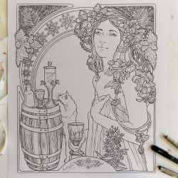 Dessin original "ABSINTHE" - Grand format : 35 x 49,8 cm
