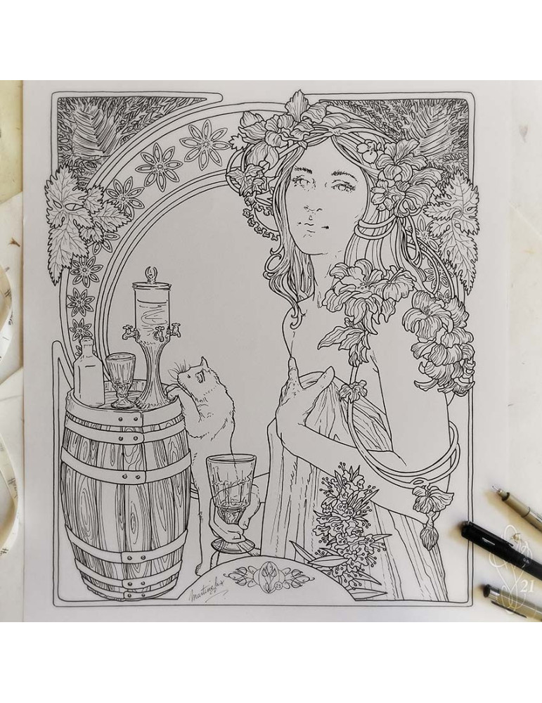 Dessin original "ABSINTHE" - Grand format : 35 x 49,8 cm