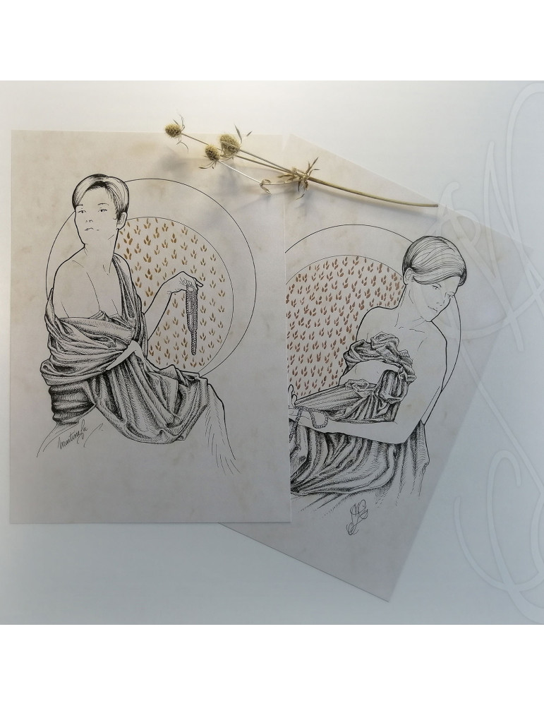 Duo de dessins originaux "PEARLS" (Perles)