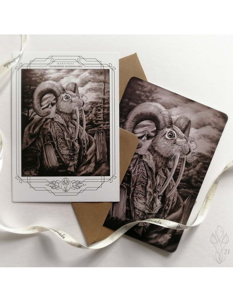 Duo de cartes postales assorties "ZOOMORPHE PALÉOGRAPHE"