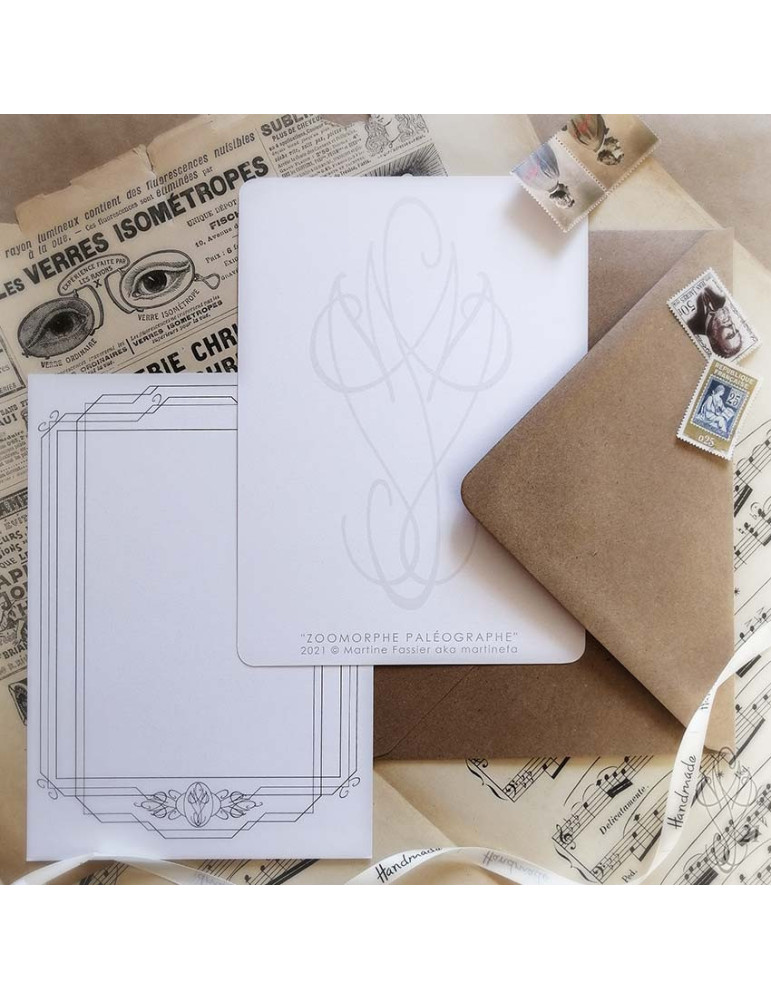 Duo de cartes postales assorties "ZOOMORPHE PALÉOGRAPHE"