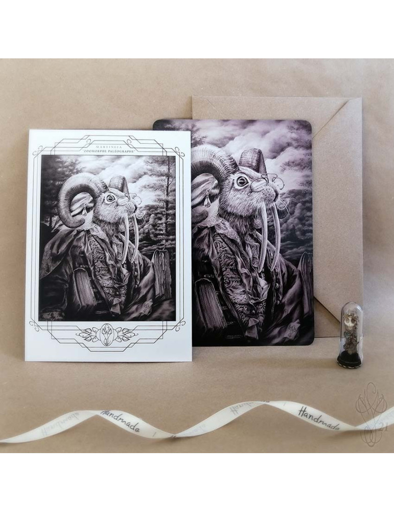 Duo de cartes postales assorties "ZOOMORPHE PALÉOGRAPHE"