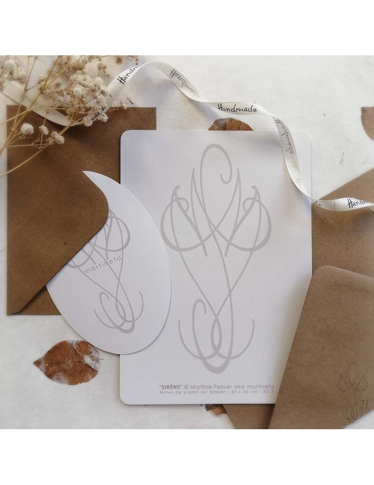 Duo de cartes postales assorties "SIRÈNE"