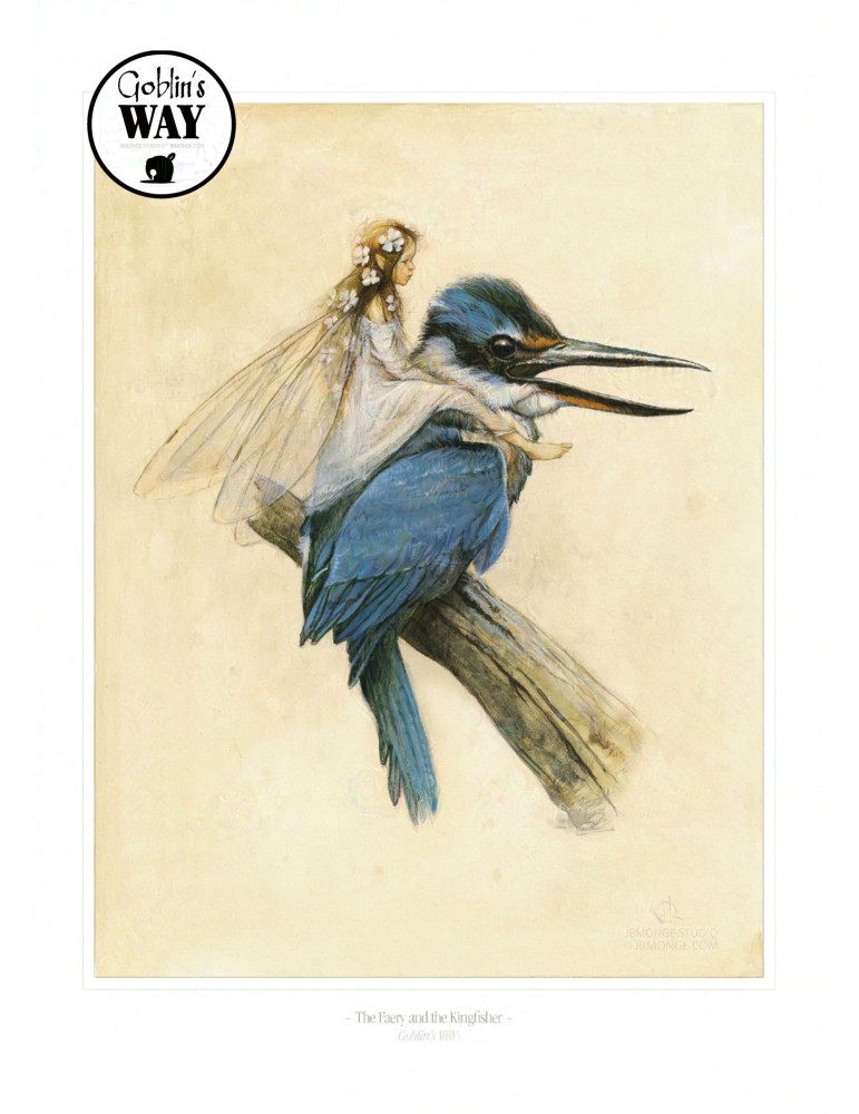 Poster Tirage d'Art reproduction "La Fée et le Martin Pêcheur" par JBMonge